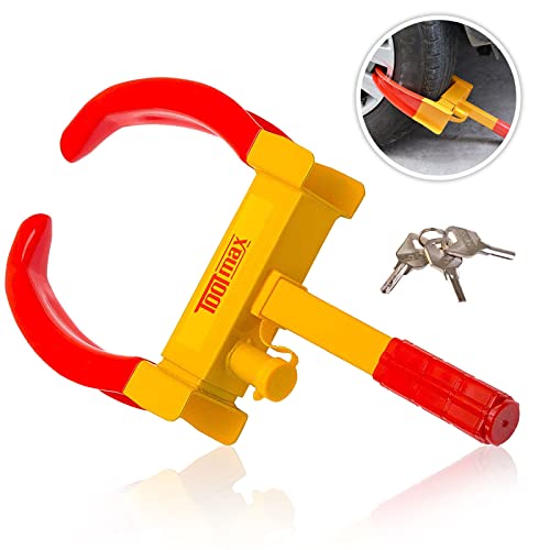 S AFSTAR Universal Wheel Lock Clamp, Heavy Duty Security Trailer Wheel Lock with 3 Keys, Adjustable Anti Theft Lock Fit Most Vehicles Max 11.8\" Tire SUV Boat Motorcycle Golf Cart Tire Lock (3 Pack)