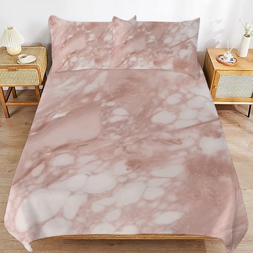 Linge de lit en microfibre de qualité supérieure avec housse de couette marbrée or rose - 7