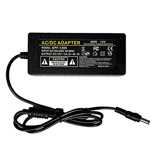 Image of Neon Sign DC Power Supply Adapter 12V 5A 60W, UL Listed LED Power Adapter 120V AC to 12V DC Transformer for LED Strip Lights Neon Sign and More