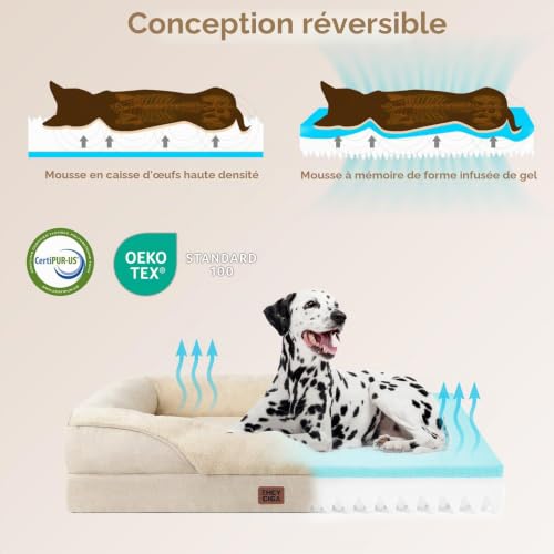 Canapé pour chien grande taille déhoussable et lavable pour un couchage sain