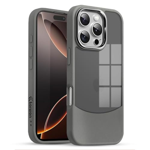 Image of KARWAN️Fusion Edge Leather Transparent Mobile Back Case | Slim Fit | Anti-Fingerprint| Scratch-Resistant | Premium Grip | Shockproof case | Back Cover for iPhone 16 Pro || Grey