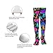 Meaudiwes Women's Knee High Socks Outdoor Sport Stockings, Fashion Long Leg Socks Compatible with Rainbow Colorful Neon Mushrooms