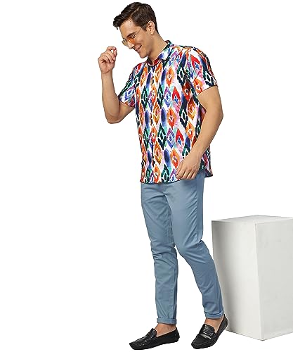 Image of Venisa Men's Cotton Blended Printed Casual Shirt