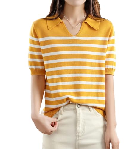 T-shirt d'été femme anti-transpiration pull tricoté ample chic rayé