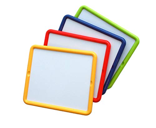 Miniland - Set de 4 Pizarras Metálicas. 2 Caras, Cara Blanca para Rotulador y Cara Negra para Tiza, Aptas para Juegos Magnéticos. Juguetes para Niños Infantiles.