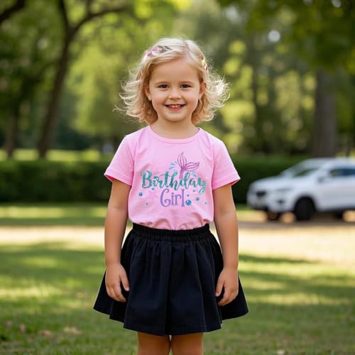Image of Birthday Girl Shirt 2nd 3rd 4th 5th 6th 7th Girls Birthday T-Shirts Toddler Mermaid Unicorn Cotton Short Sleeve Tee Tops