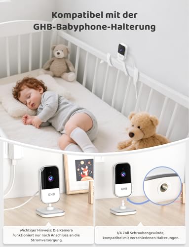 GHB Babyphone mit Kamera 5 Zoll IPS-Display 720P 5000 mAh VOX-Energiesparmodus 4X Zoom Nachtsicht Zwei-Wege-Audio Temperatursensor Nicht drehba