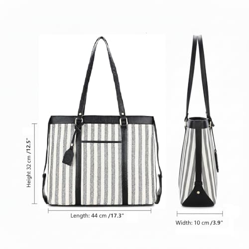 Image of K London Stylish Women's Office Bag - Canvas Laptop Tote for Professional & Casual Work Use | Durable and Elegant Shoulder bag | Handbag | 15.6 inch Laptop with double handles(2305 174 Parent)