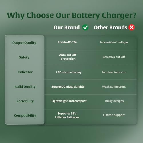 Image of LAPTRUST 42V 2A Lithium Battery Charger for Electric Cycle | Compatible with 36V Lithium-ion Battery | Auto Cut-Off | LED Indicator Light | Fast & Safe Charging