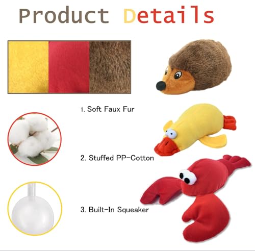 JKW Set de 3 Juguetes de Peluche para Perros miniatura 6