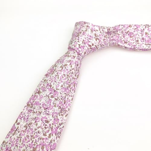 Image of Mantieqingway Men's Cotton Floral Neck Tie 2.56'' Printed Skinny Tie