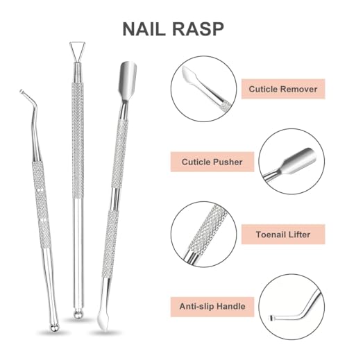ACWOO Nagelhautzange Hautzange, 4-teiliges Edelstahl Nagelzangen Nagelhautschneider mit Nagelhautschieber, Nagelhautentferner Set, Nagelhautzange Professioneller für Fußnägel und Fingernägel -Silber