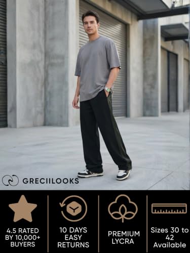 Image of GRECIILOOKS Men's Loose Mid Rise Casual Trousers Pants | Regular | Sports Stylish Track Pant | Sweatpants (Available in Plus Size)