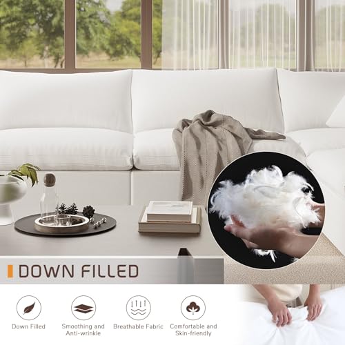 Image of Cloud Modular Sectional Sofa,143 inch Down Filled Sofa 4 Seat with Chaise,Minimalist Sofa Cover Washable and Replaceable Couches for Living Room,Sectional Sofa Deep Seat