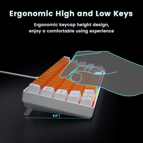 Image of GEODMAER 65% Gaming Keyboard, LED Backlit Mini Wired Keyboard, Ultra-Compact Anti-Ghosting No-Conflict 68 Keys Membrane Gaming Wired Keyboard for PC Laptop Windows Gamer(Orange-White)