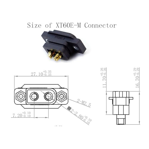 4Pcs XT60E-M Plug Male Battery Connector Mountable Pigtail Cable,XT60 Panel Mount Connector with 30cm Cable 12AWG for RC Lipo Battery FPV Racing Aircraft Drone
