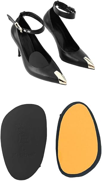Black Deer Leather Front Claw Supporting Number Shrink Shoe Collapse Pad 1 Pair L