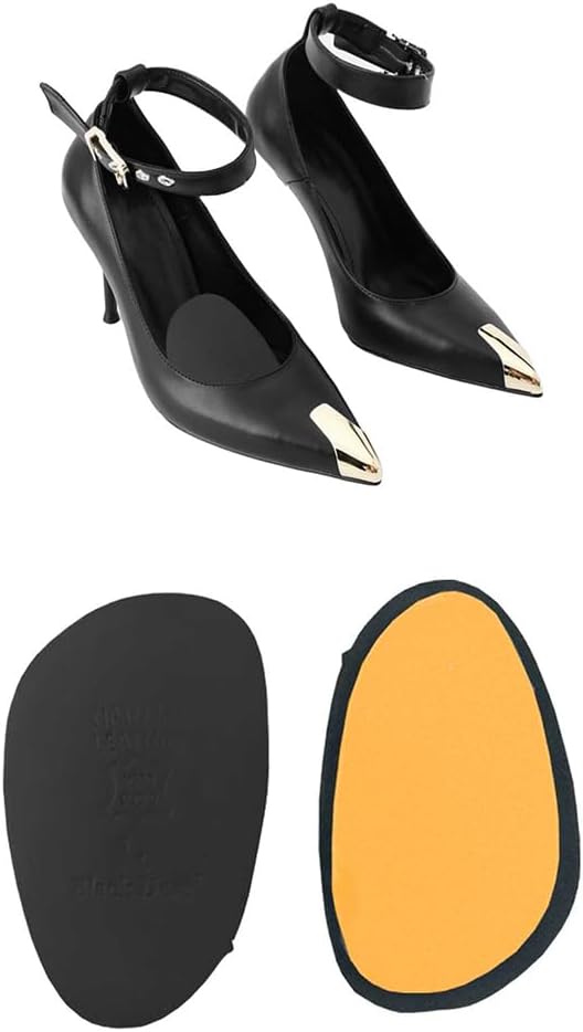 Black Deer Leather Front Claw Supporting Number Shrink Shoe Collapse Pad 1 Pair (L)