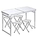 FrenzyBird 4-Person Folding Picnic Table with 4 Chairs, Height Adjustable,Portable and Lightweight, for Outdoor,Camping,Picnic,BBQ,Party and Dining