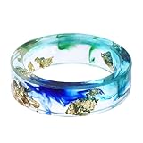 Anillos de compromiso de resina, láminas doradas - de banda de resina transparente con lámina dorada en el interior | Accesorios de ropa de boda, de joyería de nudillos para mujeres y