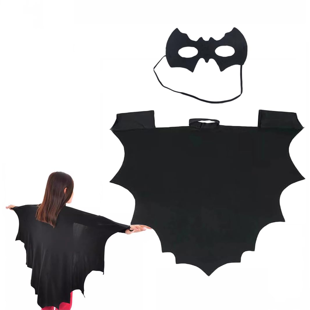 AWOCAN Bat Wing Halloween Costume Vampirina Cape Dress-Up Adults Black Halloween Bat With Wings (black)