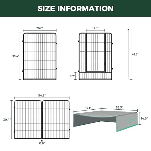 Image of FXW Instant Dog Playpen with Sun Shade, RV Camping, 40 inch H, 16 Panels | Quick-Setup & Heavy-Duty Play Yard, UPF 50+ Cover Blocks 98% of UV Rays, For Medium & Large Dogs, Patented