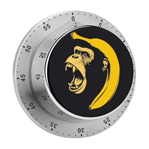 A Banana Kitchen Timers for Cooking an Expressive Ape Chef Cooking Timer Clock with Loud Alarm No Batteries Required Mechanical Desk Timer Magnetic Backing