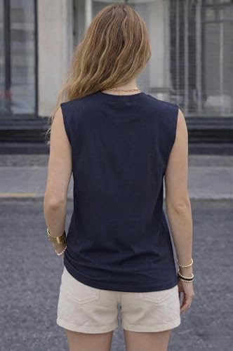 Image of Women's Printed Cotton Sleeveless Vest | Round Neck t-Shirt|Casual Gym Tank Top-M8299