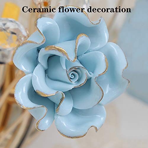 Liulishop Wall Sconces Light Luxury Bedroom Bedside Wall Lamp Creative Crystal Ceramic Flower Wall Light Modern Led Wall Sconce For Stayircase Aisle Mirror Living Room Wall Lamp, Blue, 3 Heads #TOP2