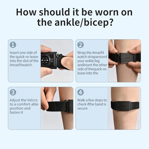 chinbersky Sportowa opaska na bicepsy, 22 mm, kompatybilna z Amazfit Helio Strap dla kobiet i mężczyzn, nylonowa, elastyczna, regulowana, pasek na kostkę, do joggingu Amazfit Helio Strap, Nylon, No