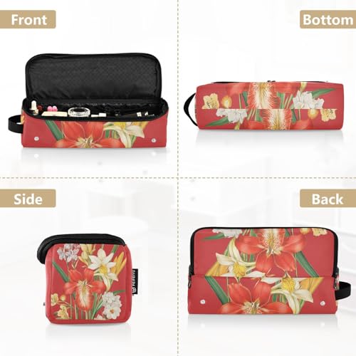 Estuche de viaje 2 en 1 para planchas y rizadores con tapete resistente al calor y espacio para secador. Diseño floral Orchid Canna Rojo miniatura 5