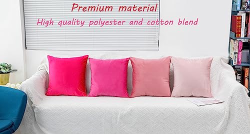 Mercijzyasang Pink Throw Pillow Covers 18X18 Set Of 4 Solid Velvet Soft Square Pillow Cover Decorative Couch Pillow Covers Case Pillowcase For Sofa Patio Cushions Living Room Bed Bedding, Pink Mix4 #TOP4
