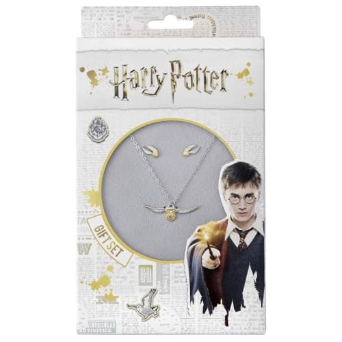 Harry Potter Officiel Collier et Boucles d'Oreilles Vif d'Or en Cadeau par The Carat Shop