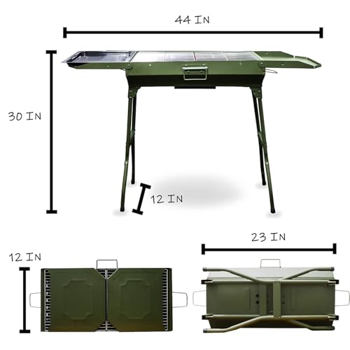 Barbecue charbon pliable inox grand format 40x50 cm portable - 6