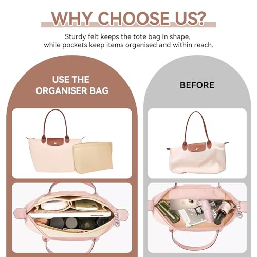 LUOJINYI Organiseur de sacs pour Le Pliage - Organiseur pour sac à main pour femme - Grande capacité(Beige, L) – vue 6