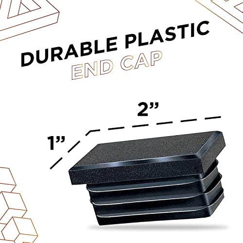 Image of Prescott Plastics 1 inchx 2 inch (25mm x 50mm) Rectangle Plastic Hole Plugs, Insert, Black End Caps for Metal Tubing, Fences, Glide Protection for Chair Legs and Furniture (10 Pack)