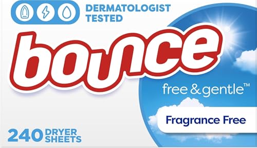 Bounce Free & Gentle Dryer Sheets, Unscented, 240 Count