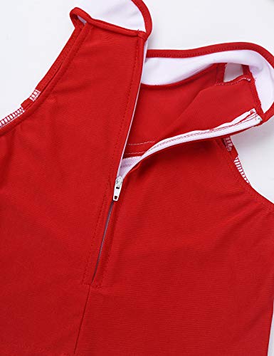 JanJean Kids Girls Two Pieces Cheer School Uniform Cheerleading Costume Christmas Party Halloween Fancy Dress Outfits Red&White 12