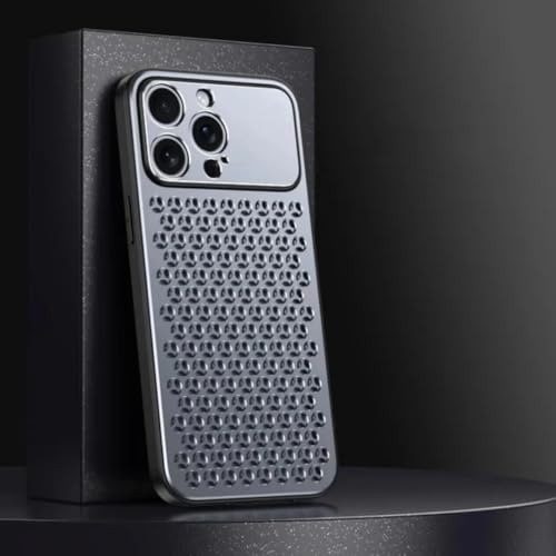 Coque iPhone 13 Pro métal respirant anti-surchauffe gris alu