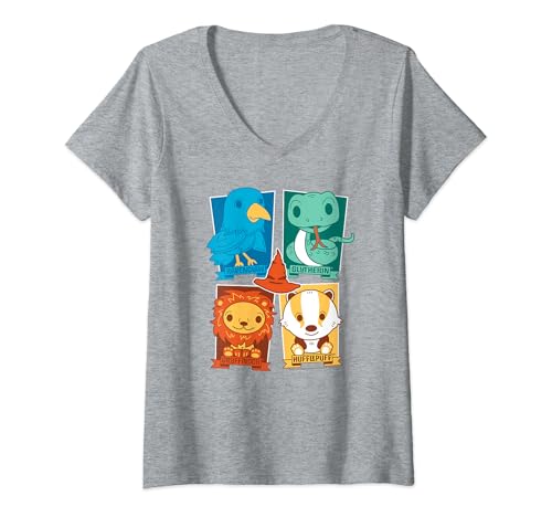 Image of Womens Harry Potter Sorting Hat and Houses V-Neck T-Shirt