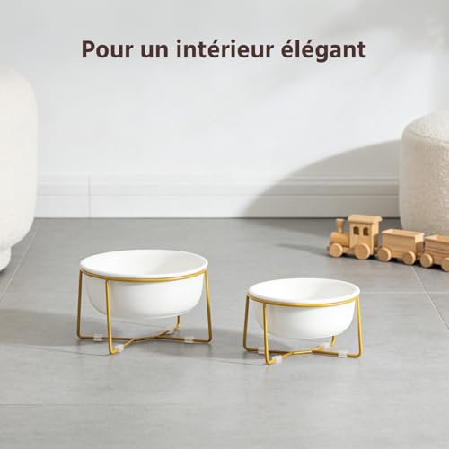 Gamelle pour chien surélevée céramique durable et support en métal stable