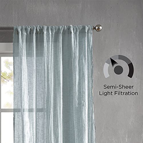 French Connection – Charter Crushed | Window Curtain | Set Of 2 Panels| Semi Sheer | Modern Home Décor | Drapes For Living Room, Dining Room, Bedroom, Dorm | Measures 50"X84" Pair| Aqua #TOP4