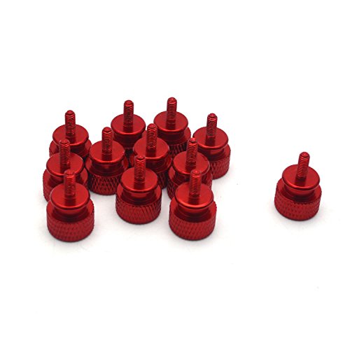 Antrader M3 Computer Case Thumb Screw Aluminum Alloy Knurled Hand Tighten Screws for Cover/Power Supply/PCI Slots/Hard Drives Wine Red 12PCS