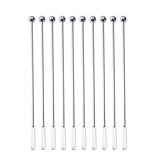 Basage 10 st Swizzle-pinnar metall – rostfritt stål blandning cocktail kaffeomrörare för vinjuice 19 cm, 10 stycken pack