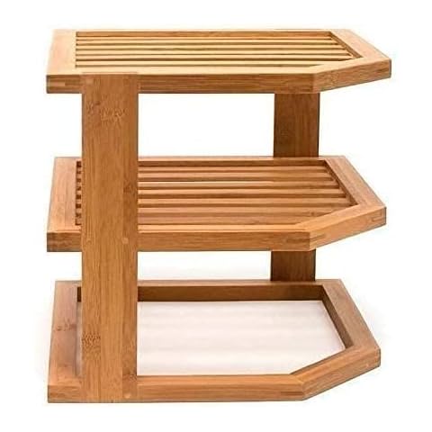 HOMION Plate rack 3 Tier Corner Cupboard Organizer Shelf Storage Space Saver Unit Tidy Free Standing Cover