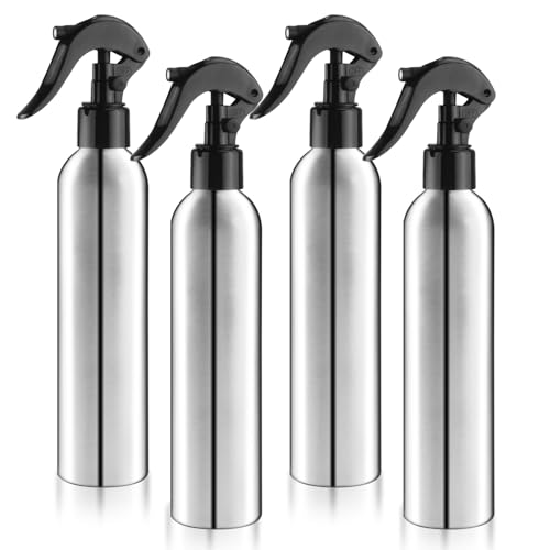 Nozefy 4 Pcs Spray Bottles Aluminum Mists Water Bottle Refillable Empty Spray Pump Containers for Home Cleaning Watering Flowers Plants Cosmetic Hairdressing - 300ml/10oz