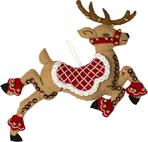 Bucilla Festive Reindeer Christmas, Set Of 6 Felt Applique Ornament Kit, Perfect Supplies For Diy Needlepoint Arts And Crafts, 89299E #TOP6