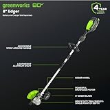 Greenworks 80V All-Terrain Brushless Edger, 8' Steel Blade, 2.25' Pro Depth & Tool-Free Adjust, 27cc Gas Power Equivalent, Battery and Charger Not Included