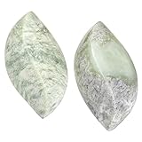Rockcloud 2 PCS Hand-Carved Leaves Shaped Massage Stone, Polished Pocket Worry Stone for Yoga Meditation Relaxation, Xiuyan Jade