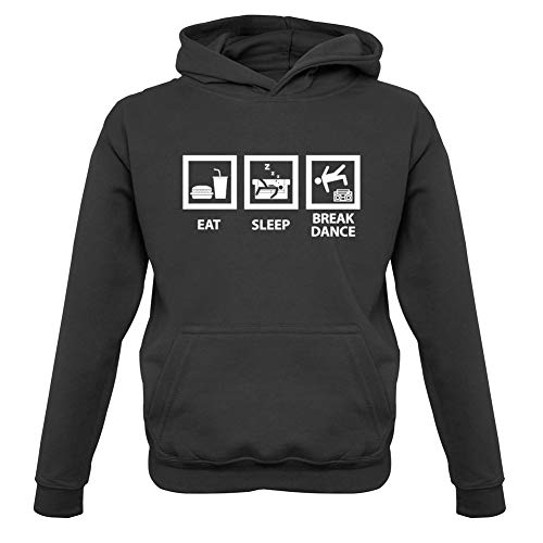 Dressdown Eat Sleep Breakdance - Childrens/Kids Pullover Hoodie - Jet Black - M (5-6 Years)